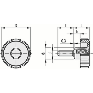 34521-C9 - MANOPOLA BUGNATA TECNOPOLIMERO PRIGIONIERO FILETTATO IN ACCIAIO ZINCATO MBT.60 P-M10X20-C9
