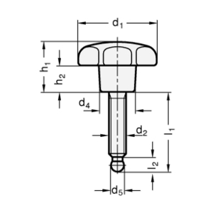 GN6336.11-50-M10-55 Sterngriffschraube mit Edelstahl-Gewindestift