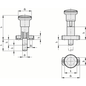 GN.34036-PISTONCINO DI POSIZ. A MOLLA CON FLANGIA POSIZ. RETRATTA ACCIAIO CON POSIZ. DI ARRESTO GN 817.3-10-32-C