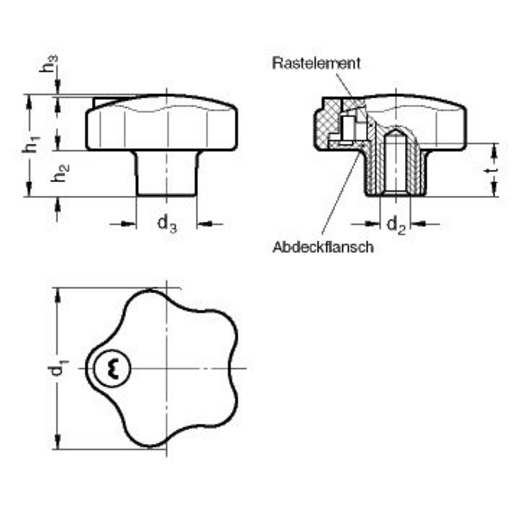 Sicherheits-Sterngriffe Ganter - ref. GN 5337.8-42-M8 - RUBIX 