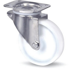 ROULETTE PIV 200KG D.100MM IN ROUE POLYA 36MM MOYEU LISSE