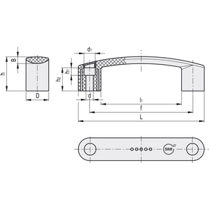 153211-C1 - MANIGLIA A PONTE TECNOPOLIMERO CON PROTEZIONE ANTIMICROBICA EBP.140-8-SAN-C1