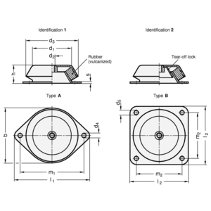 GN148-90-M12-A-1-57 Maschinenfuss mit Zweiloch-Flansch