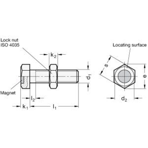 GN251.6-M12-40-ND Anschlagschraube mit Haltemagnet