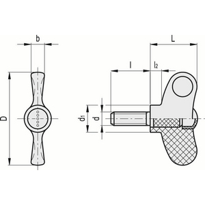 223565-C1 - GALLETTO DI SERRAGGIO TECNOPOLIMERO PRIGIONIERO FILETTATO IN ACCIAIO ZINCATO EWN.48-P-M8X16-C1