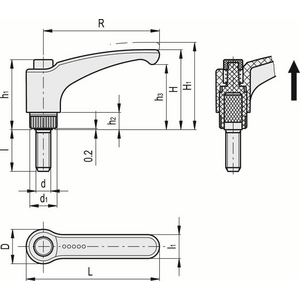 235446-C5 - MANIGLIA A RIPRESA TECNOPOLIMERO PRIGIONIERO FILETTATO IN ACCIAIO INOX ERX.63-SST-P-M8X30-C5
