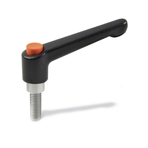 GN303.1-78-M10-16-SW-G Klemmhebel Edelstahl, Griff schwarz, Knopf grau