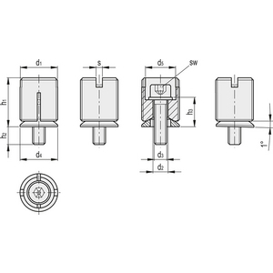 GN.21311-BUSSOLA DI LIVELLAMENTO GN 355-M24X1,5-9-ST