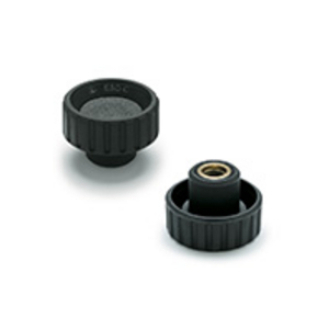 154321 - MANOPOLA SCANALATA TECNOPOLIMERO CONDUTTIVO ESD BOCCOLA IN OTTONE FORO CIECO FILETTATO BT.25 B-M6-ESD-C