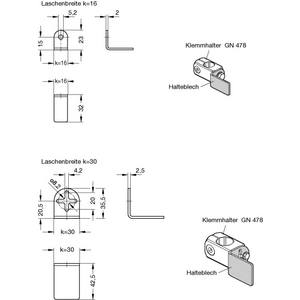 GN479.1-16 Halteblech matt