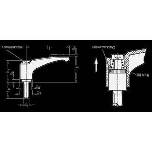 GN604.1-63-M6-40-SG Klemmhebel Edelstahl schwarzgrau Elesa