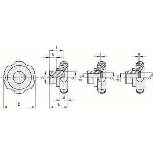 174111 - VOLANTINO DI SERRAGGIO A LOBI TECNOPOLIMERO MOZZO IN ACCIAIO BRUNITO NON FORATO VL.640/50 FP-A