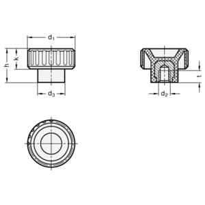 GN590.5-20-M5-E Rändelmutter mit Edelstahl-Gewindebuchse Elesa