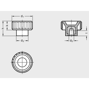 GN590.5-20-M5-E Rändelmutter mit Edelstahl-Gewindebuchse Elesa