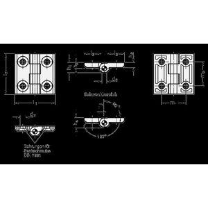 GN237.1-60-60-A-CL Scharnier 2x2 Bohrungen (Senkschraube) Cleanline