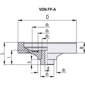 73749-20 - VOLANTINO A DISCO DUROPLASTO SENZA IMPUGNATURA MOZZO FORATO VDN.200 FP-A20