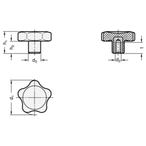 GN5337.4-25-M6 Elesa-Sterngriff Mit Edelstahl-Buchse