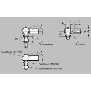 DIN71802-16-M10L-CN Winkelgelenk mit Gewindezapfen Edelstahl