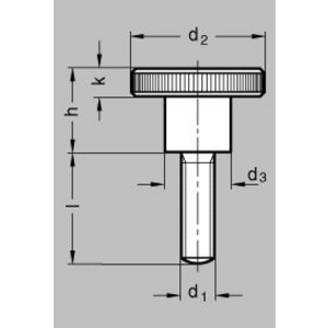 DIN464-M4-20 Hohe Rändelschraube