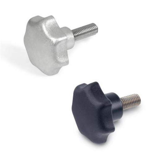 10 Stück Sterngriffmuttern M5 - 25mm DIN6336 Schwarz Stahlgewinde