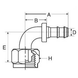 12LOC22FDLX90 Steckarmatur GATES, B-Maß 49,8 mm