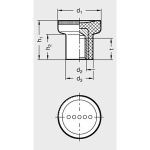 GN676-25-M6-BL Rändelknopf blau Elesa