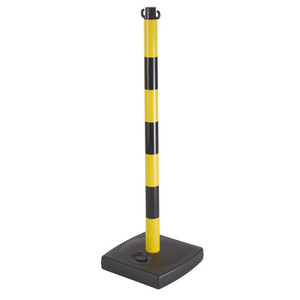 POTEAU SIGNAL PVC 0,9M JAUNE/NOIR S/SOCLE NOIR