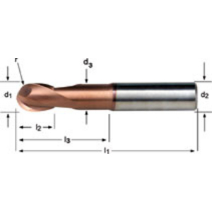 Ball-Nosed End Mill 8.0 mm Dormer norm