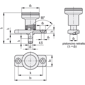 GN.35083-PISTONCINO DI POSIZIONAMENTO A MOLLA CON FLANGIA LEGA DI ZINCO GN 608-6-14