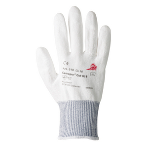 SCHNITTSCH.HANDS CAMAPUR COMFORT 618+ 8 PU, Schnittschutz Lev3, weiß, 1,2mm stark, Strickbund