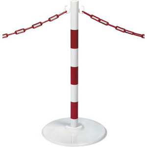 POTEAU ACIER H 0,8M ROUGE/BLANC SUR SOCLE BLANC