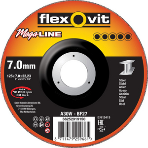 FLEXOVIT AFBRAAMSCHIJF MEGA-LINE STAAL A30W 125X7X22,23 T27