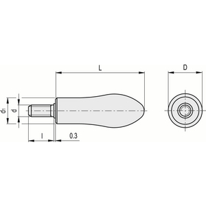 18411 - IMPUGNATURA FISSA SAGOMATA DUROPLASTO PRIGIONIERO FILETTATO I.126/95 P-M10X30