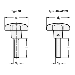 GN6336.5-AP-50-M10-45 Sterngriffschraube, Alu-Griff, Edelstahl-Schraube