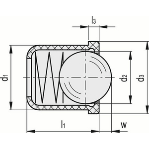 GN.32152-PRESSORE A MOLLA A SFERA CORPO LISCIO TECNOPOL.CORPO IN TECNOPOL.SFERA INOX AISI 420C GN 614-12-KU