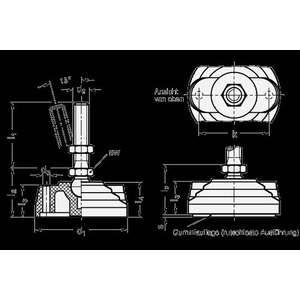 GN345.5-80-M12-43-BG Gelenkfuss mit Mutter mit Gummiauflage Edelstahl