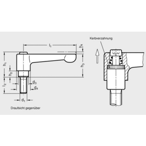 GN302-63-M10-32-RS Klemmhebel verstellbar rot gerade Ausführung