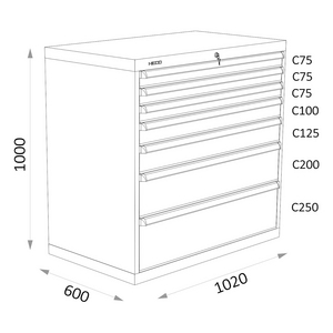 ARMOIRE 7 TIROIRS BLEU MARTELE