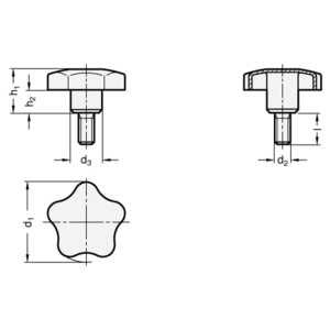 5x M8 X 30-40mm Sterngriffe DIN 6336 - Robuste Griffschrauben Aus Duroplast