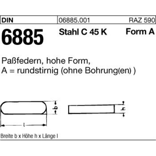 50 Passfedern DIN 6885 Form A - 8x7x32mm Aus Stahl C45K Für Maschinenbau