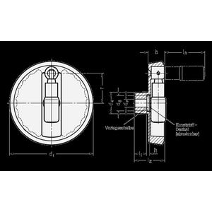 GN923.3-125-K12-R-SW Umleggriff-Scheibenhandrad schwarz-matt beschichtet