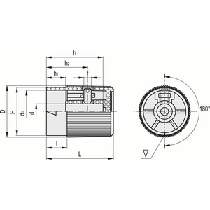 31131 - MANOPOLA DI REGOLAZIONE ZIGRINATA TECNOPOLIMERO CON INDICE TRIANGOLARE IZP.30 N-8+K