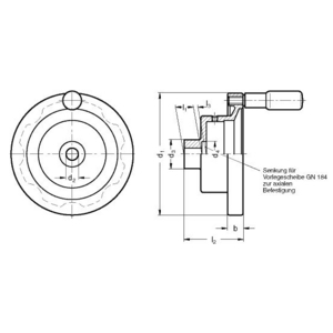 GN323.8-160-B14-R Scheibenhandrad für Stellungsanzeiger