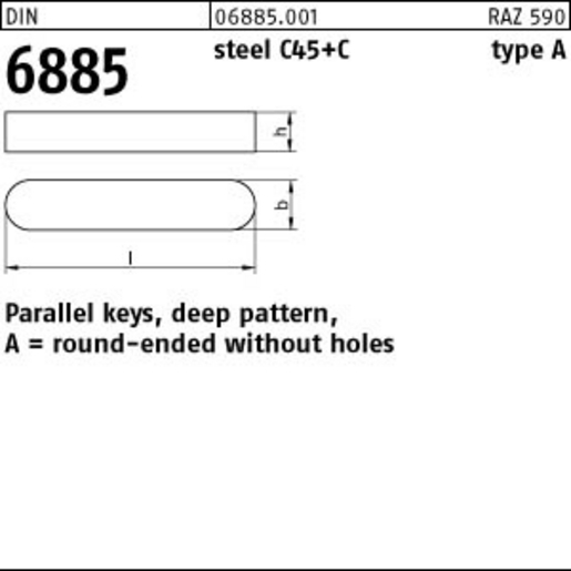 10 Passfedern DIN 6885 C45K - 20x12x110 Mm Stahl Passfeder Set
