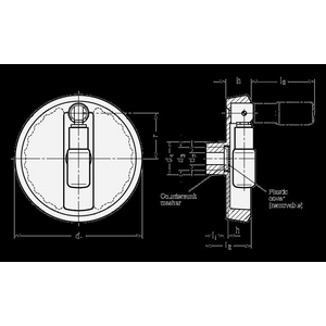 GN923.7-125-K12-R-SW Sicherheits-Umleggriff-Handrad schwarz