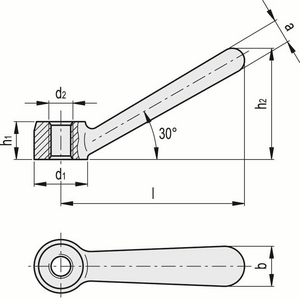 GN.21121-MANIGLIA A LEVA GHISA O ACCIAIO INOX GHISA GN 206-25-M12