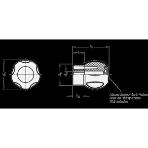 GN675.1-50-M12-DGR Elesa-Softline-Kugelgriff, Abdeckkappe grau