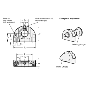 GN412.1-35-M10X1-1 Haltestück, Schwarz