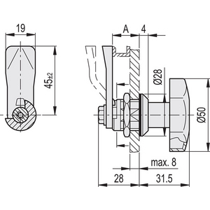 68871 - CHIUSURA A LEVETTA CON VOLANTINO ACCIAIO INOX VCML.50-SST-45-30