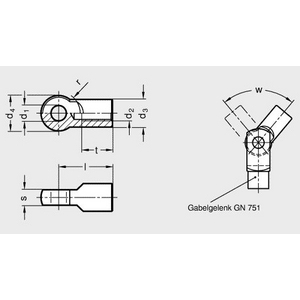 GN752-14-M14-NI Gelenkstück für GN 751 Edelstahl